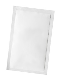 Photo of One blank medicine sachet isolated on white