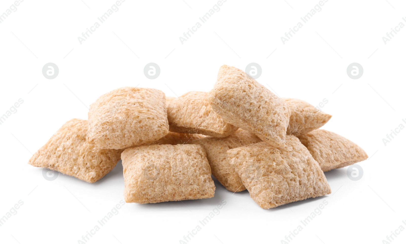 Photo of Sweet crunchy corn pads on white background
