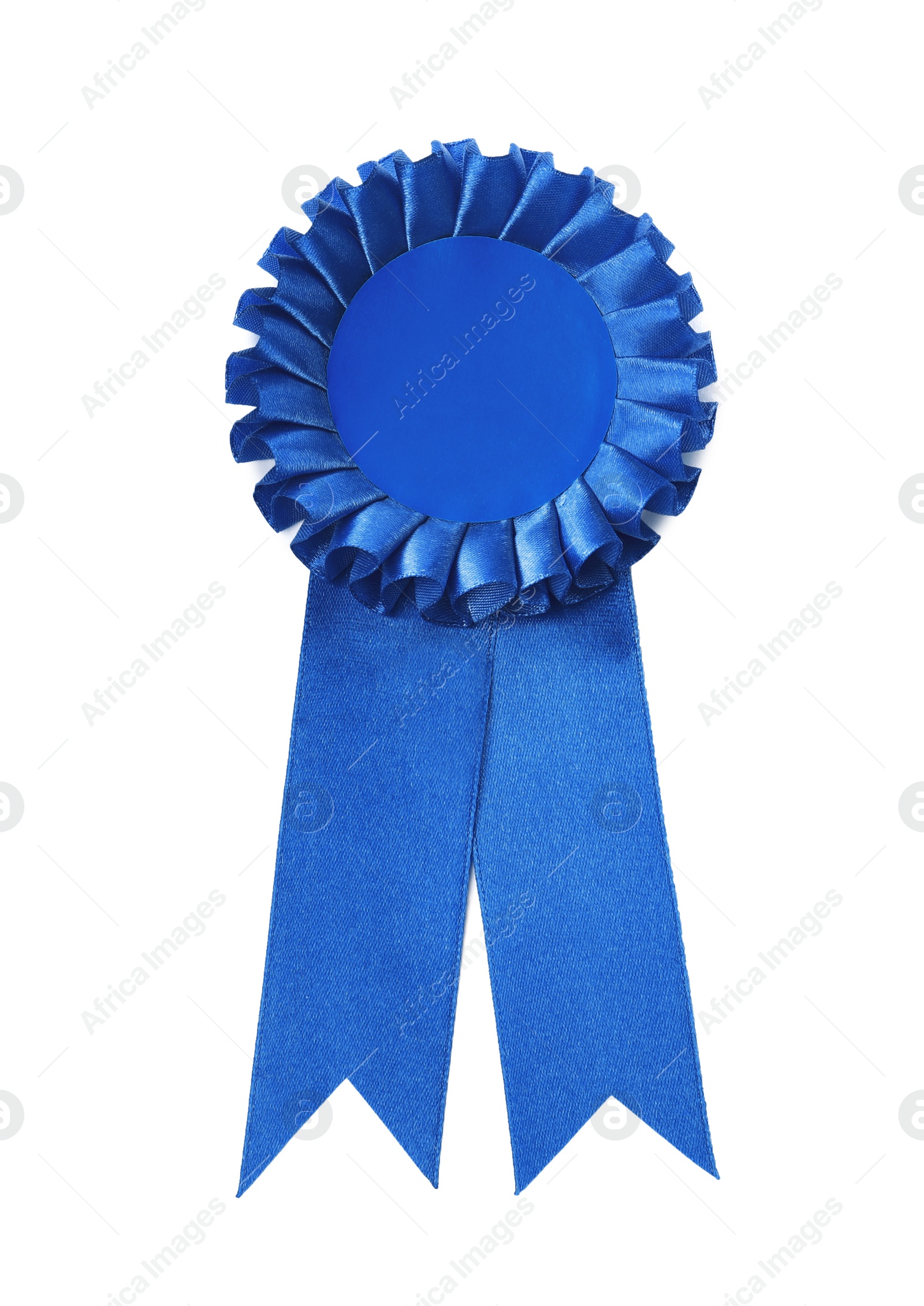 Photo of One blue award ribbon isolated on white