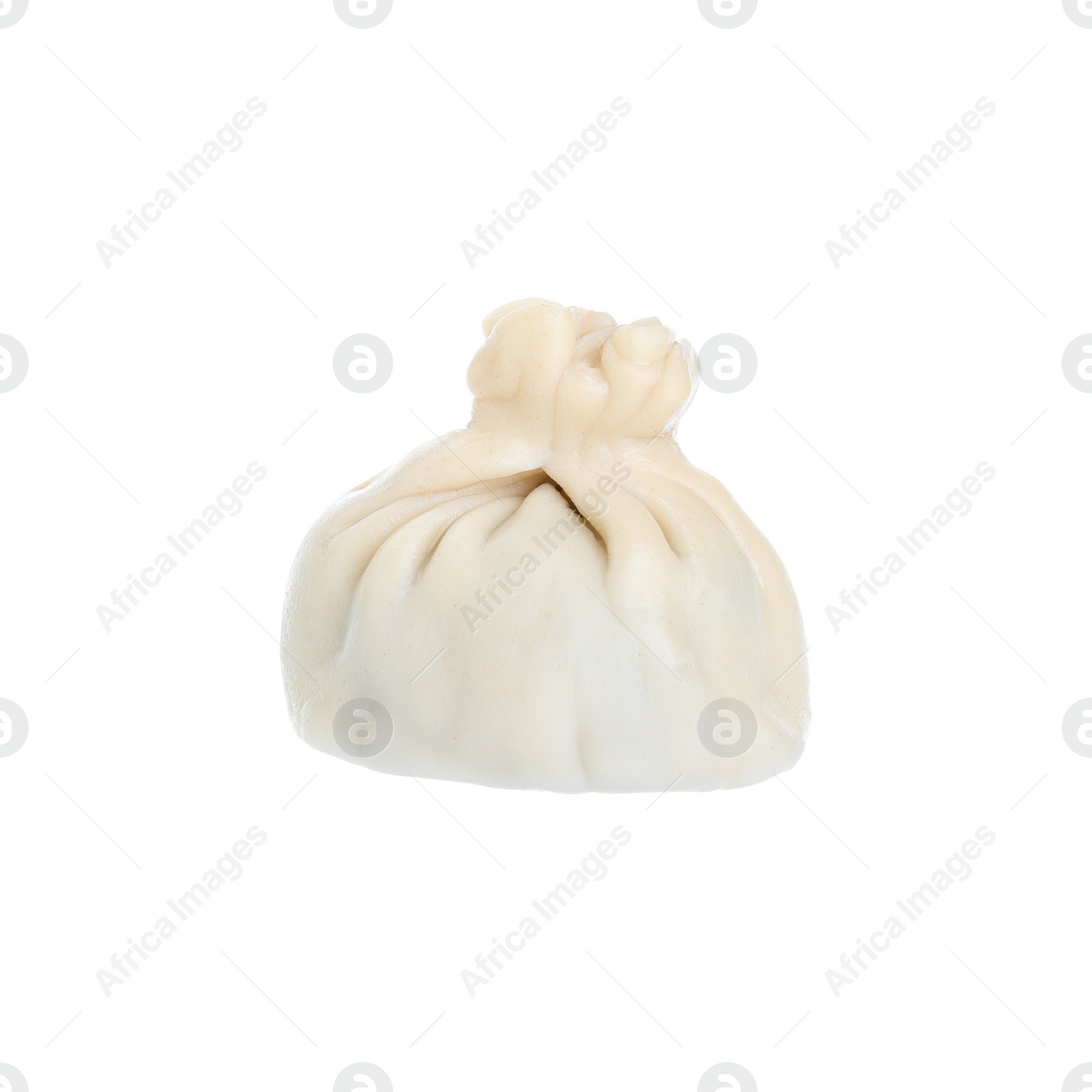 Photo of One tasty khinkali (dumpling) isolated on white. Georgian cuisine