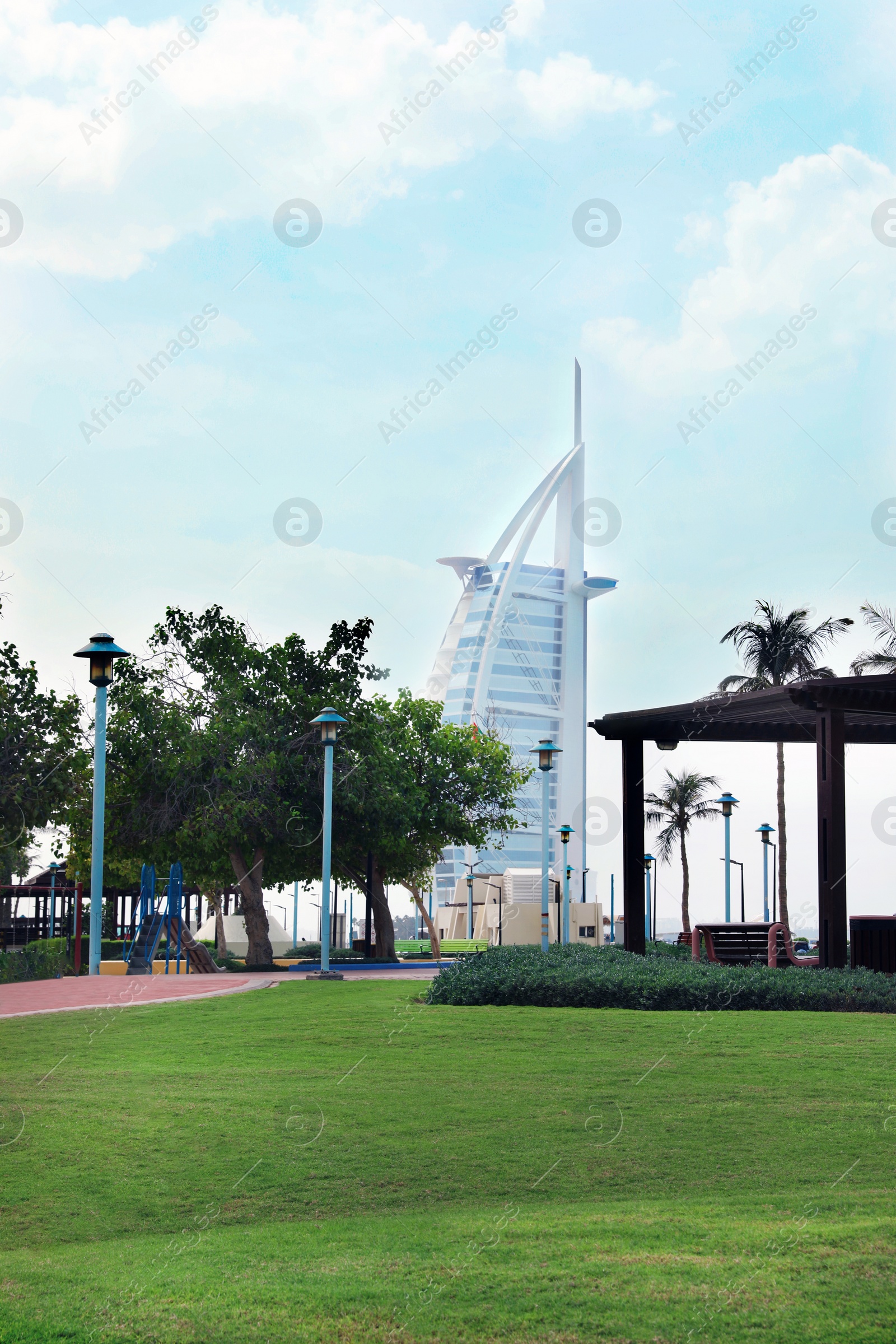 Photo of Picturesque view of beautiful tropical resort on sunny day