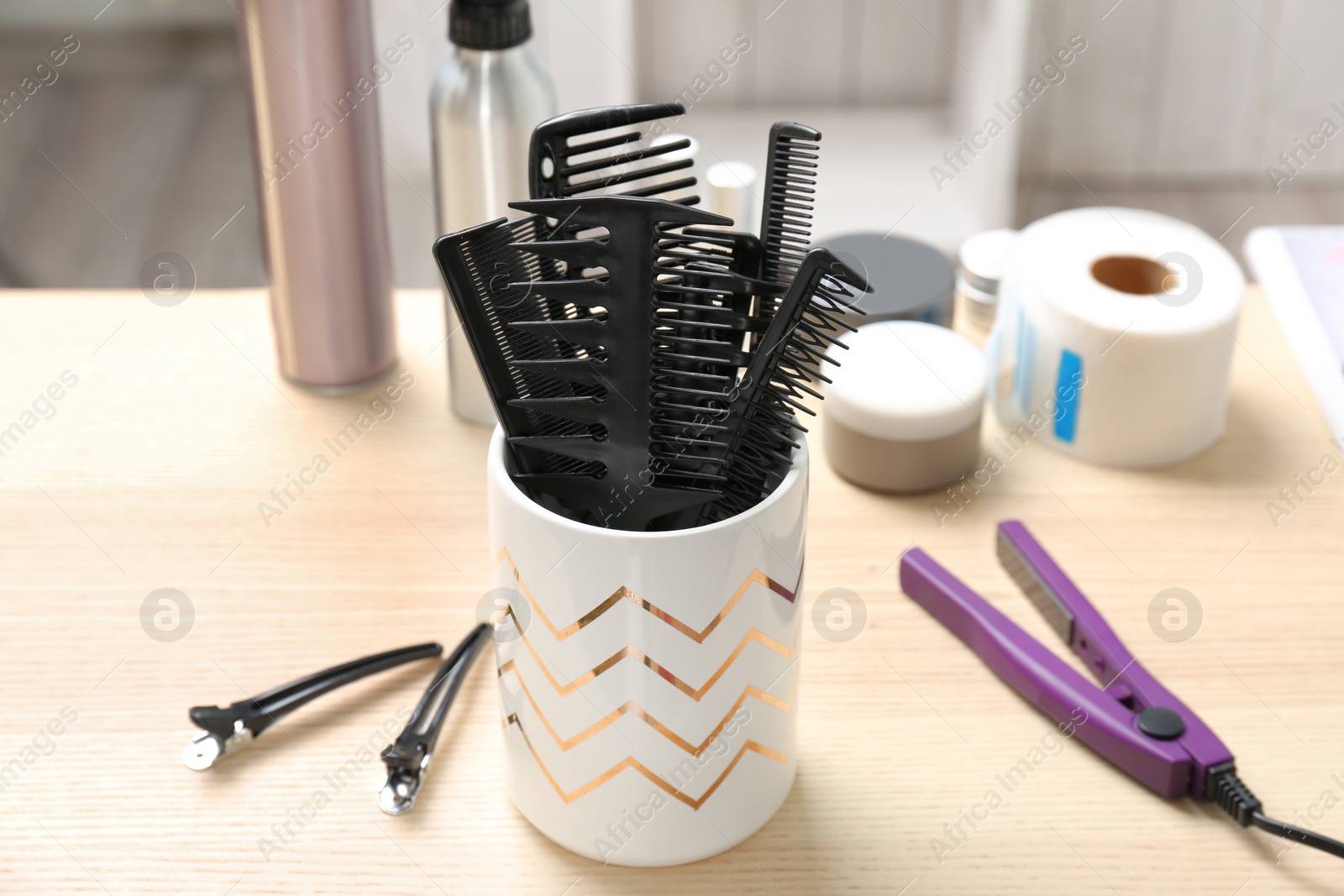 Photo of Professional hairdresser tools on table