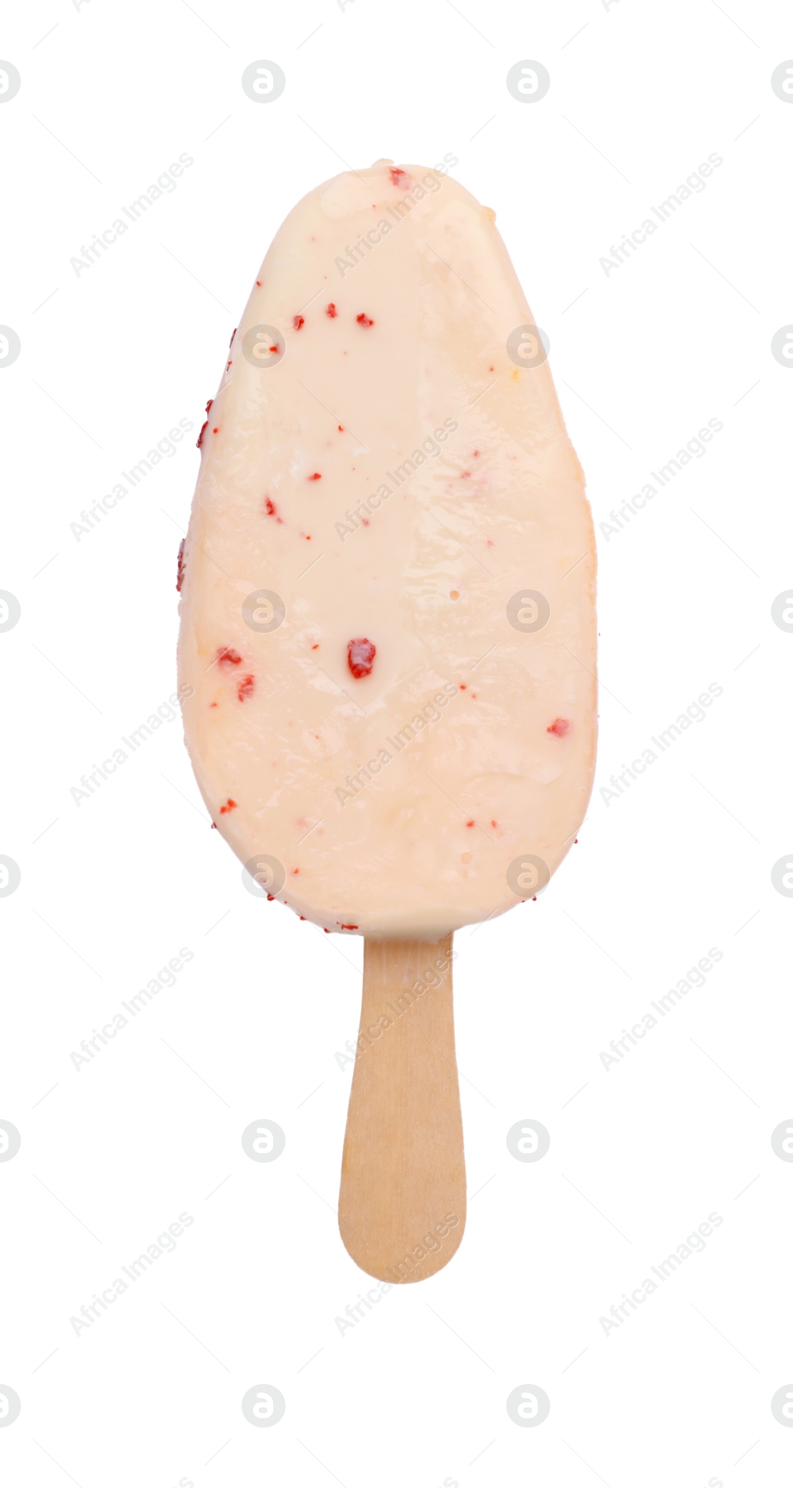 Photo of Delicious glazed ice cream bar isolated on white, top view