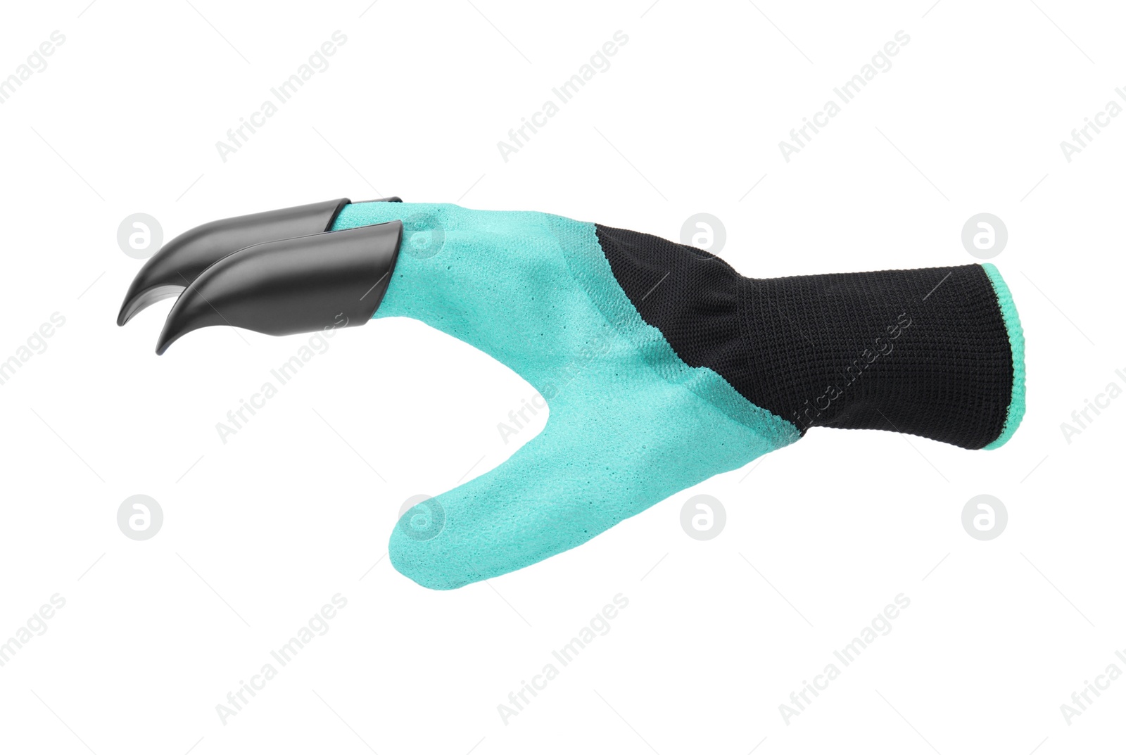 Image of One gardening glove with claws isolated on white