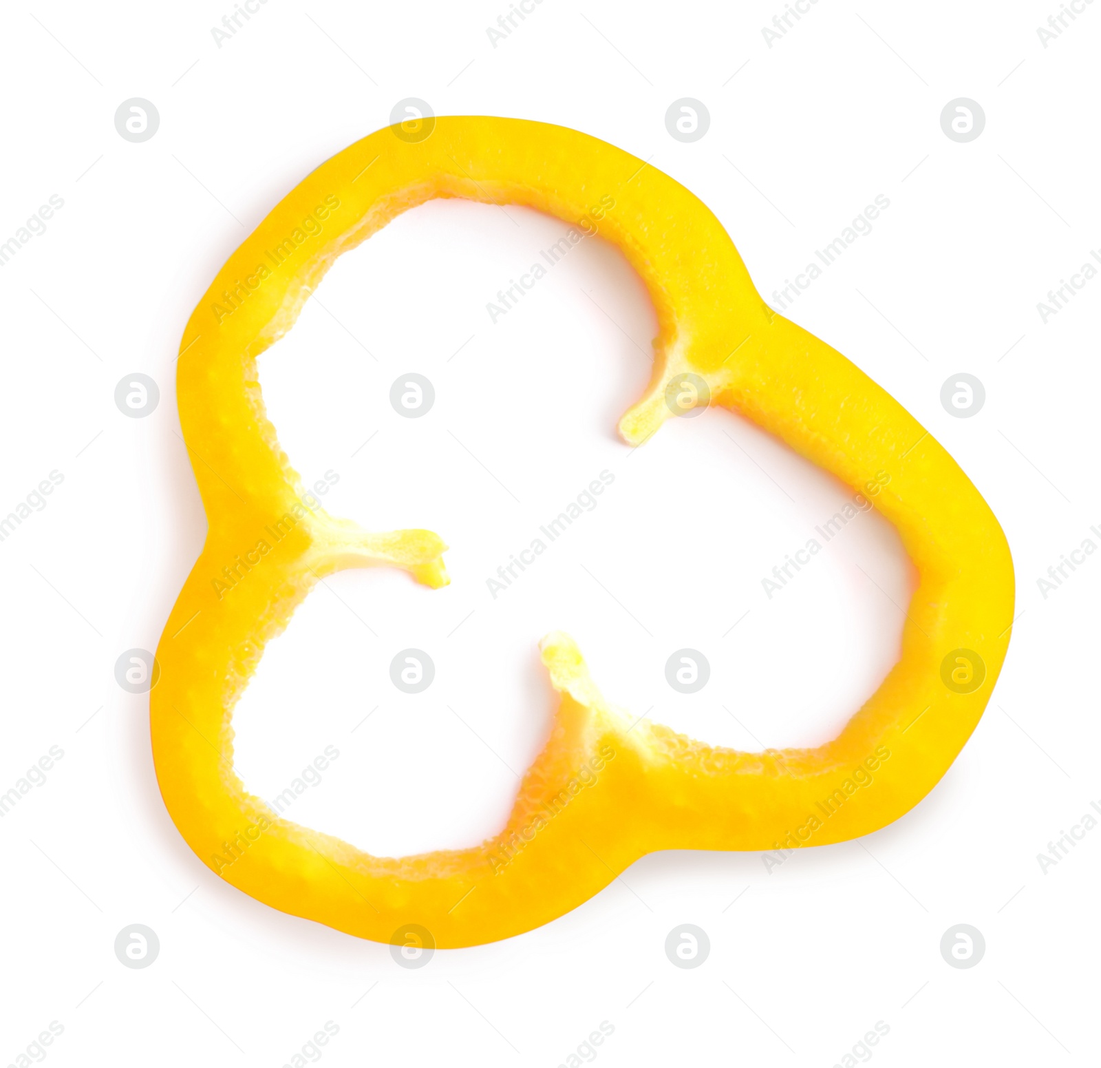 Photo of Slice of orange bell pepper isolated on white