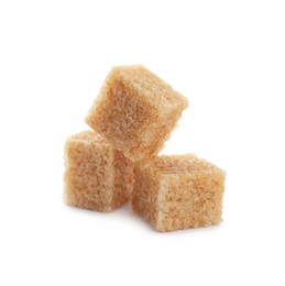 Photo of Cubes of brown sugar isolated on white