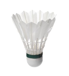 One feather badminton shuttlecock isolated on white