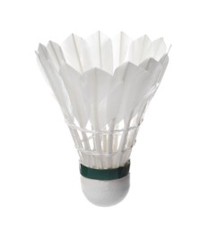 Photo of One feather badminton shuttlecock isolated on white