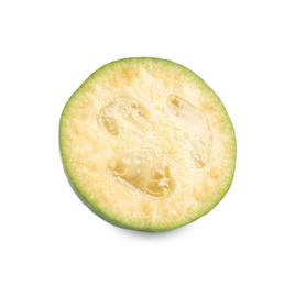 Photo of Slice of feijoa fruit isolated on white