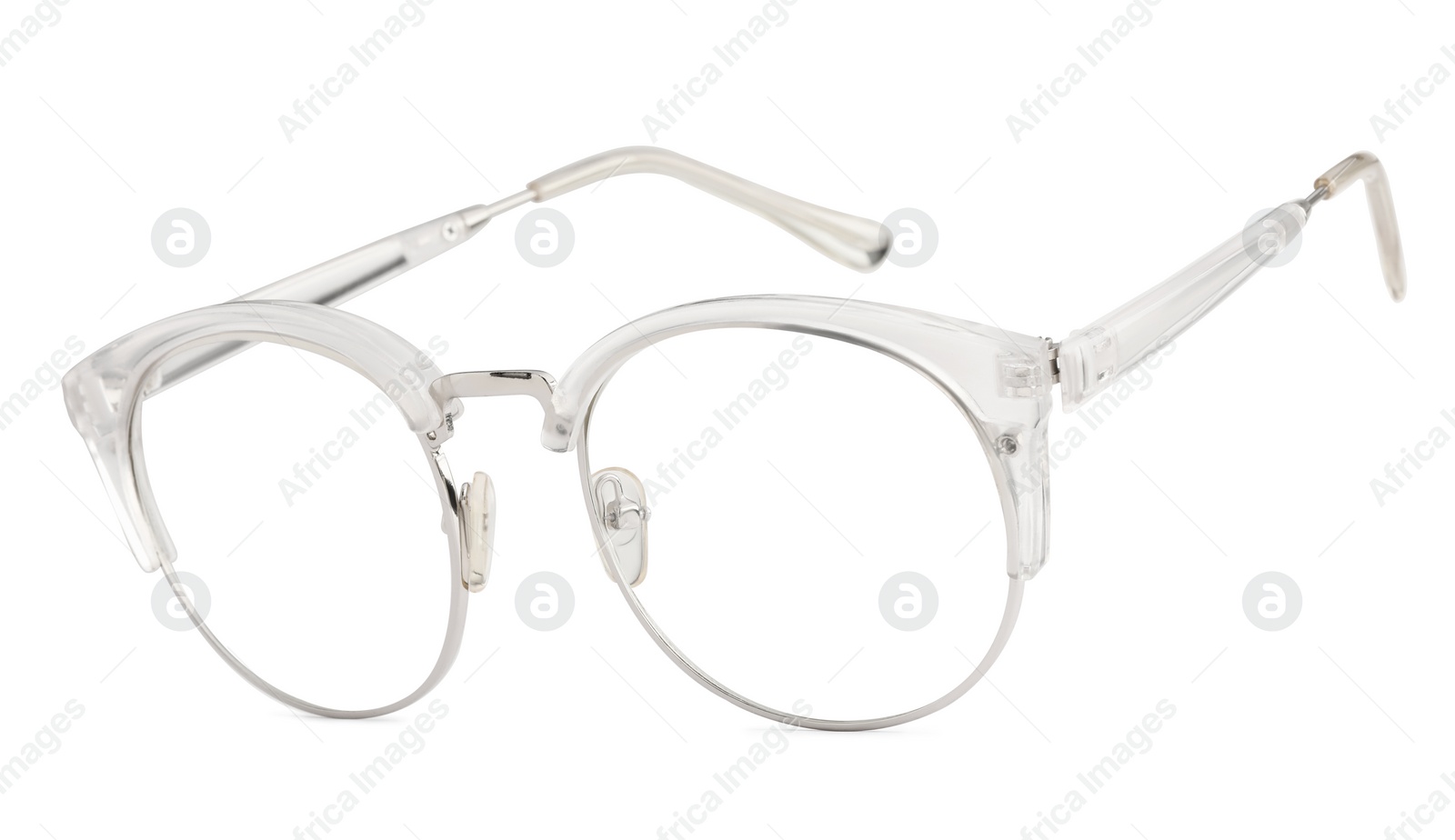 Photo of Stylish pair of glasses isolated on white