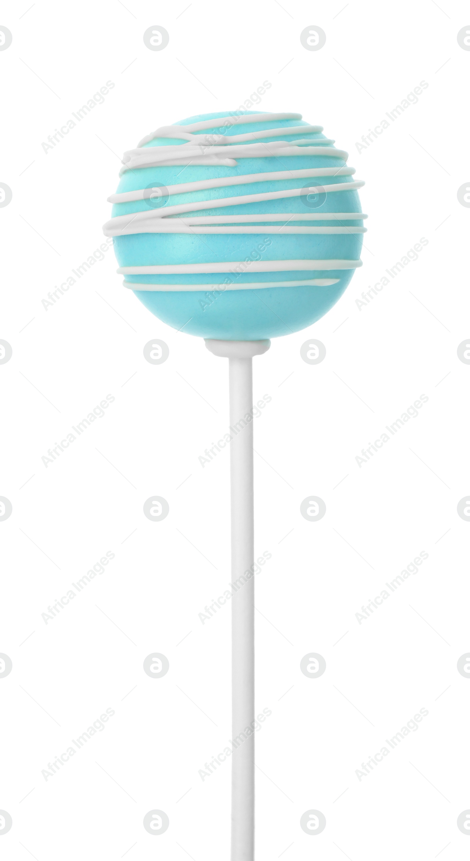 Photo of Sweet decorated cake pop on white background