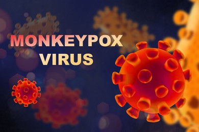 Abstract illustration of monkeypox virus on color background. Dangerous disease