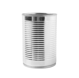 Photo of One open tin can isolated on white
