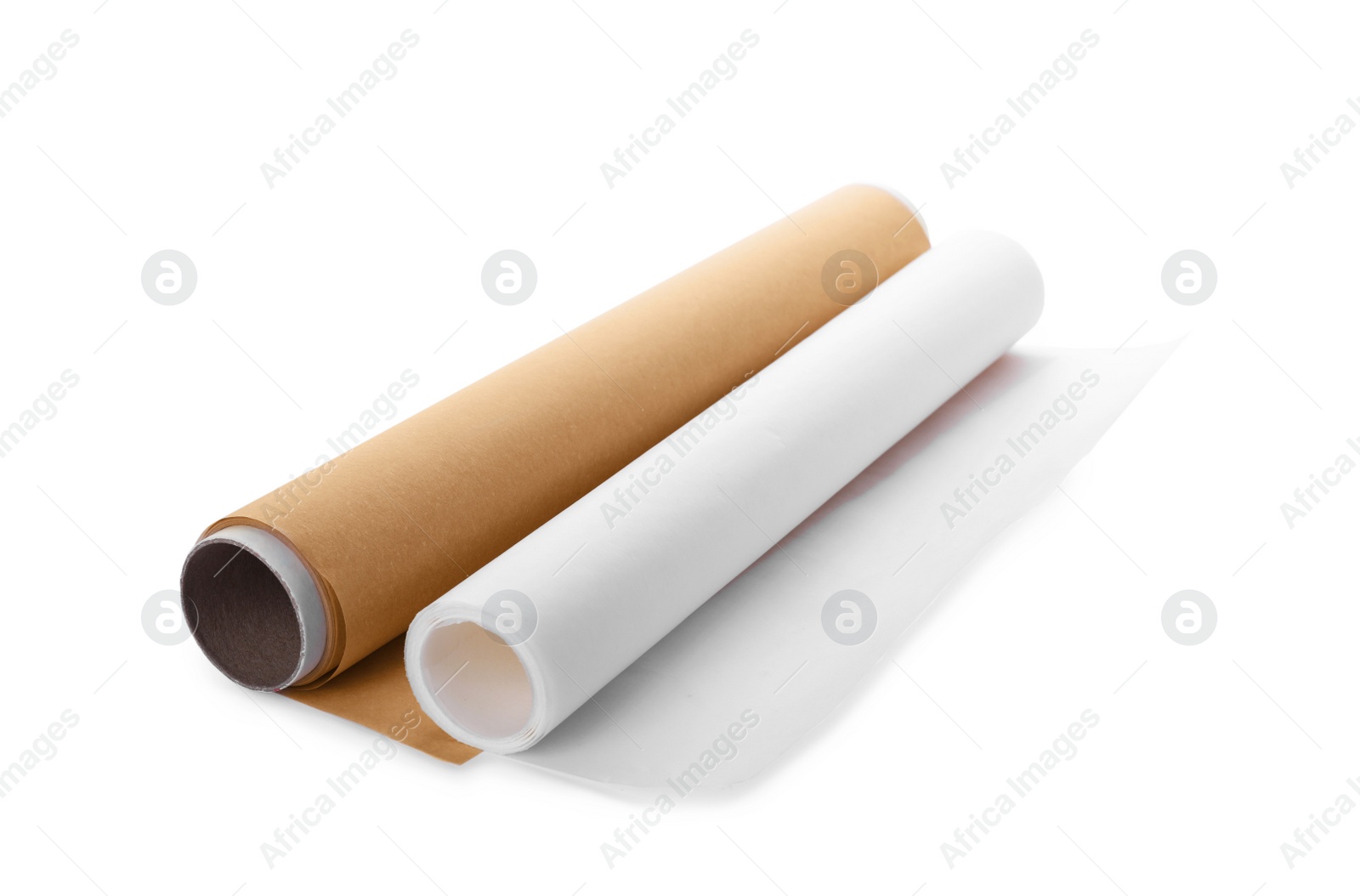 Photo of Rolls of baking paper on white background
