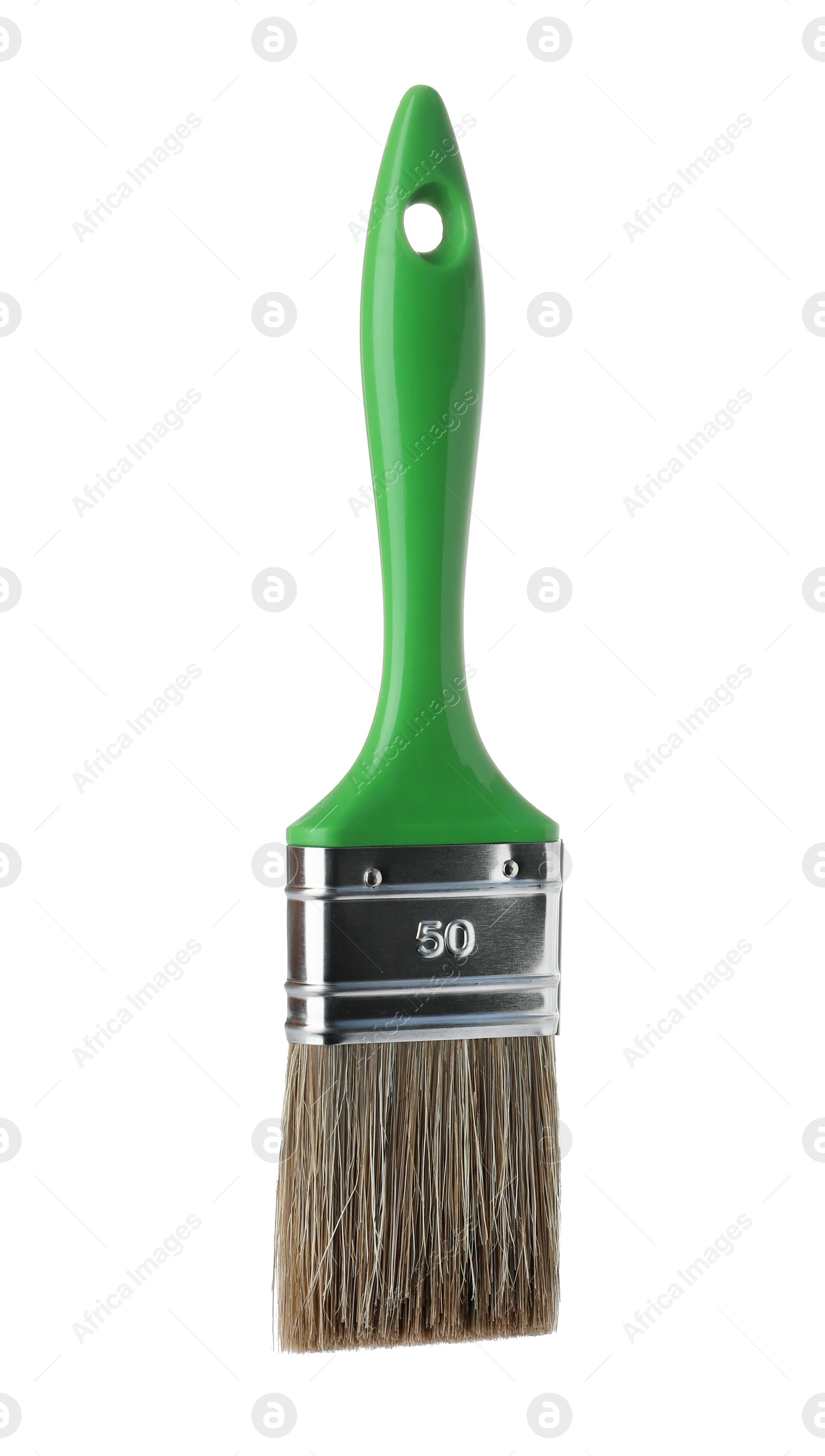 Photo of New paint brush on white background. Decorating tool