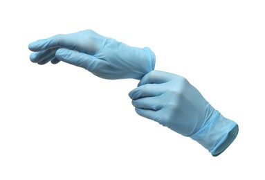 Image of Pair of medical gloves isolated on white