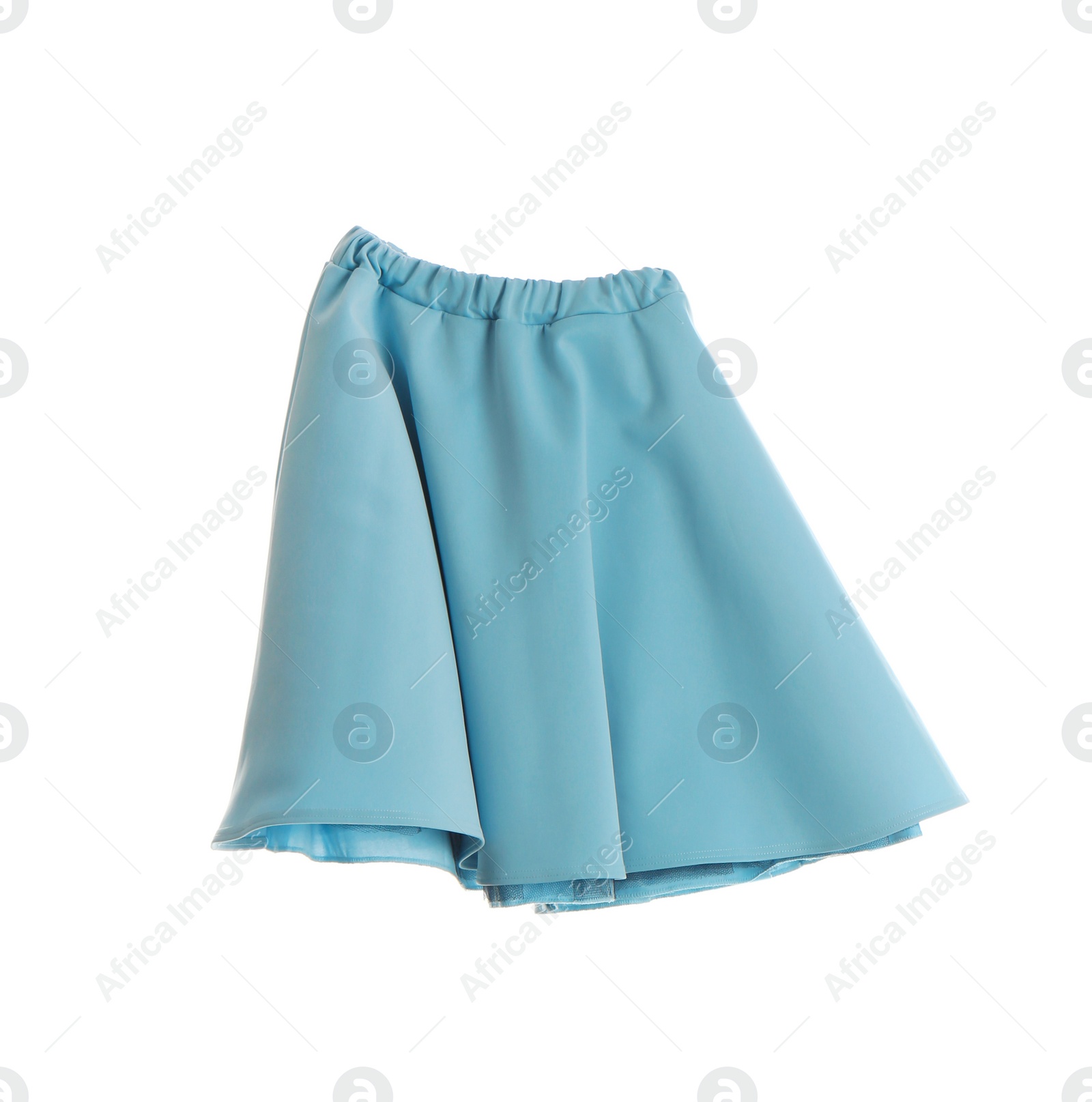 Photo of Light blue skirt isolated on white. Stylish clothes