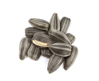 Raw organic sunflower seeds isolated on white