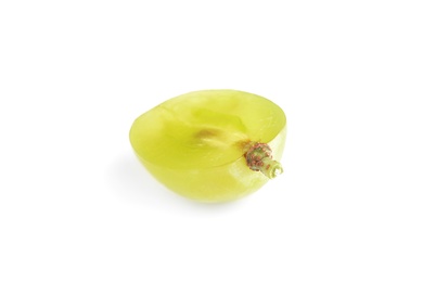 Half of delicious ripe green grape isolated on white