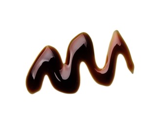 Balsamic glaze on white background, top view