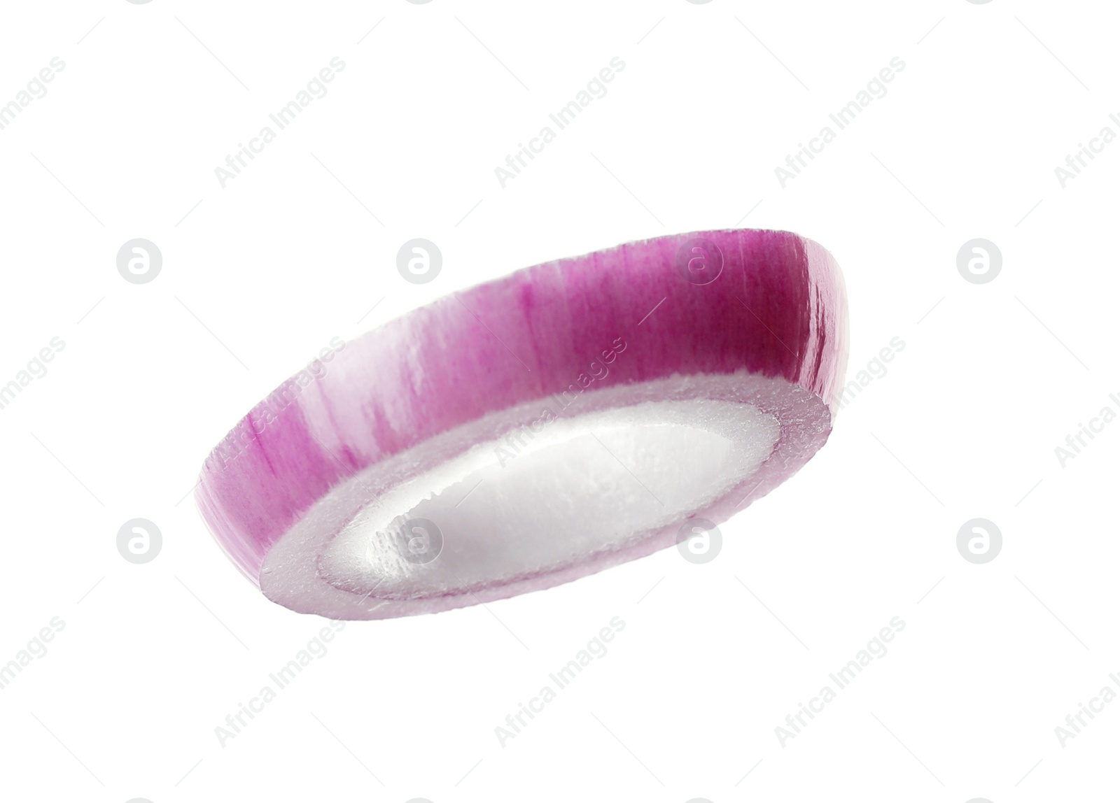 Photo of Cut red onion isolated on white. Ingredient for sandwich