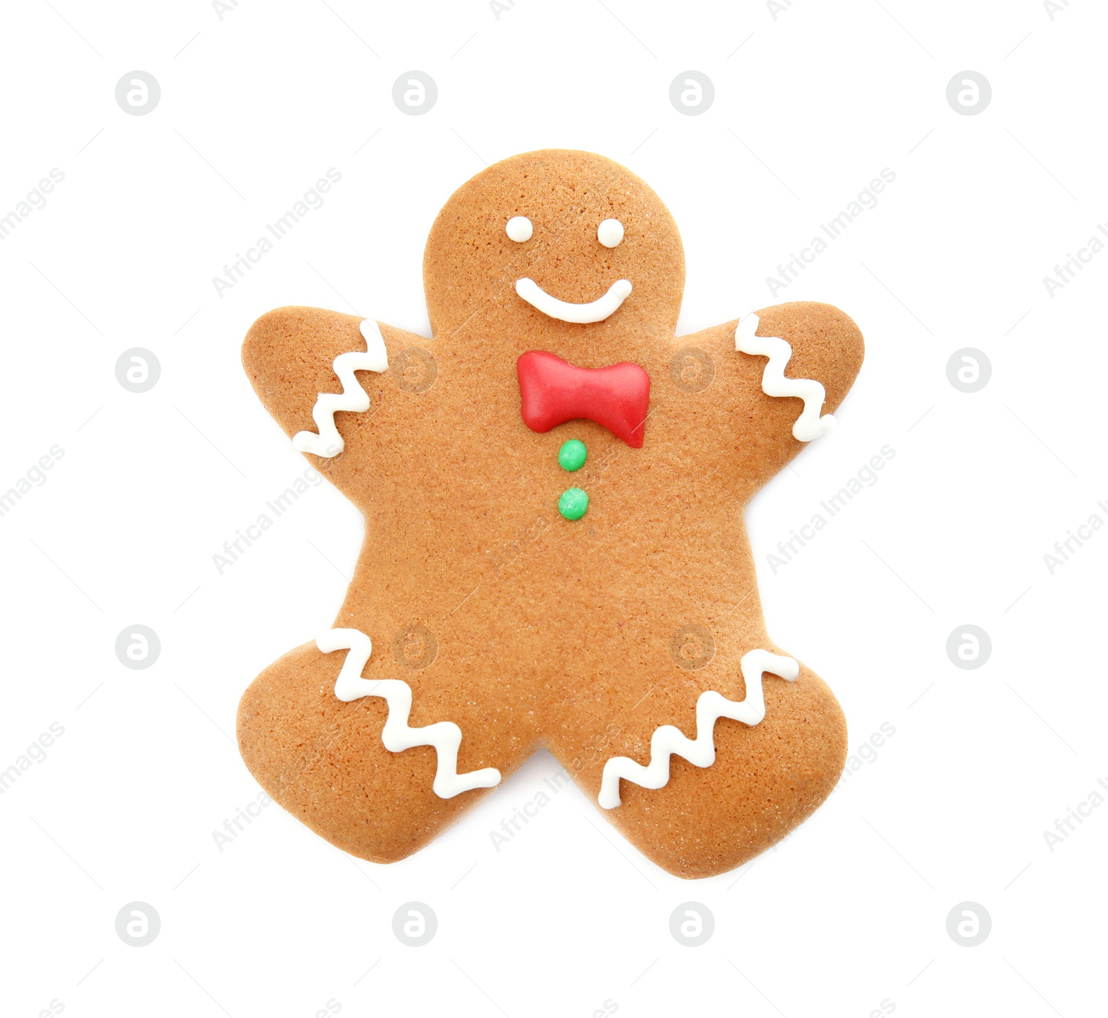 Photo of Tasty homemade Christmas cookie on white background