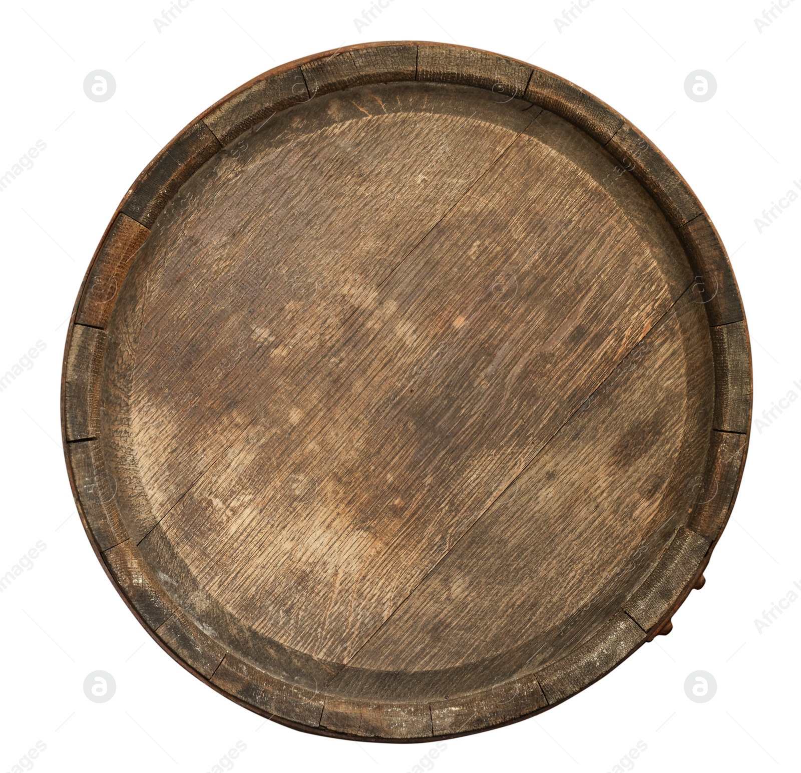 Image of Wooden barrel isolated on white, top view