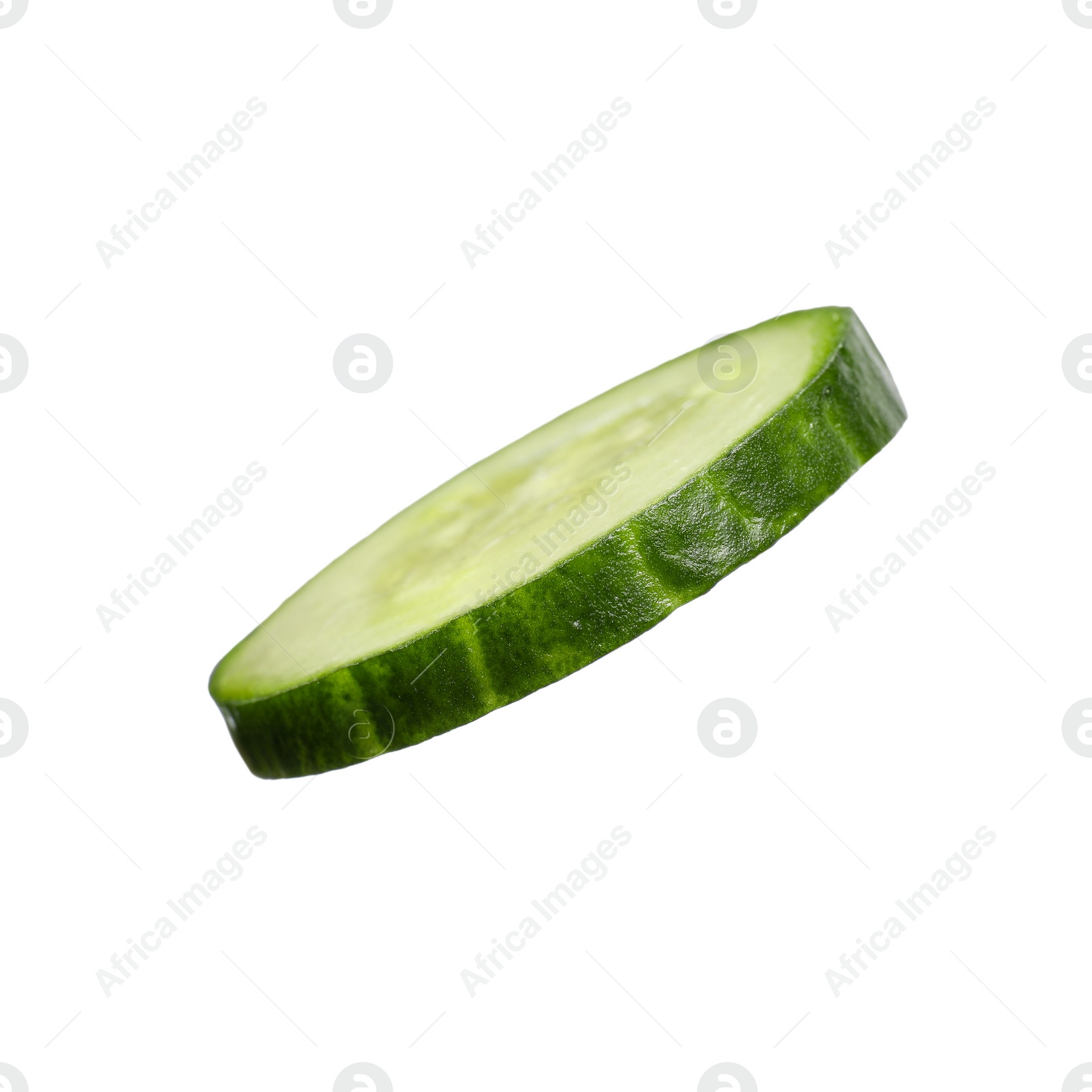 Photo of Slice of fresh cucumber isolated on white