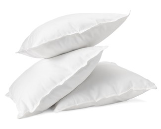 Three new soft pillows isolated on white