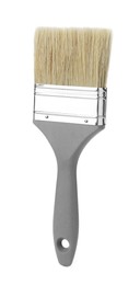 Photo of One paint brush with gray handle isolated on white