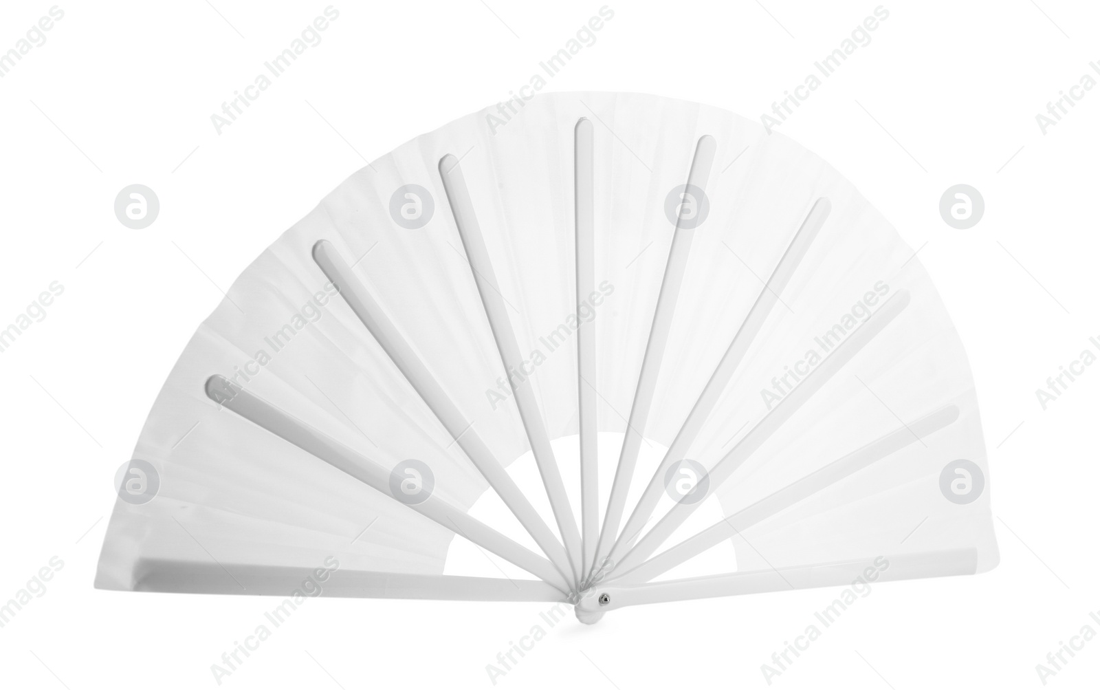 Photo of Opened light hand fan isolated on white