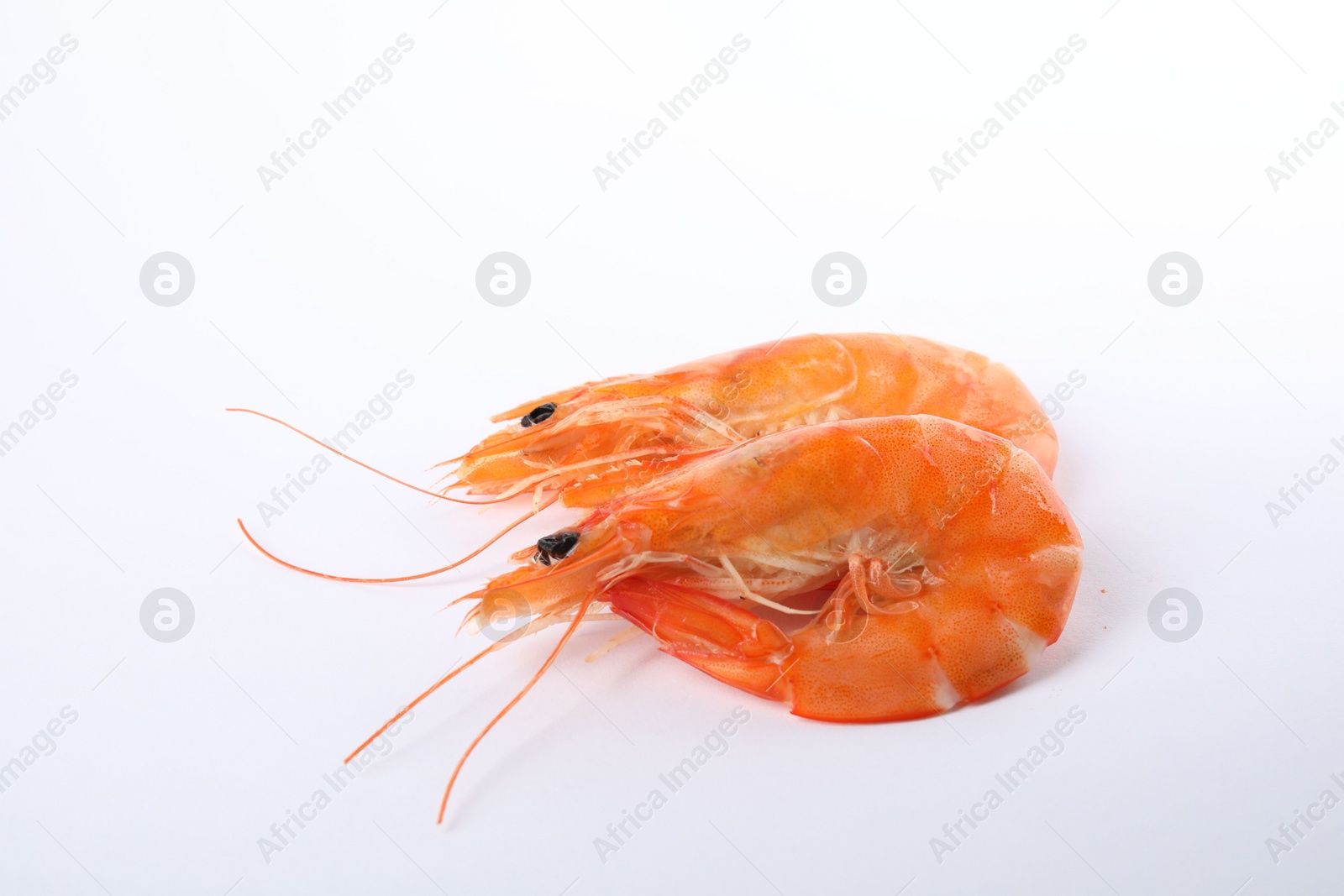 Photo of Delicious cooked whole shrimps isolated on white