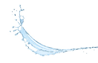 Photo of Splashclear water on white background