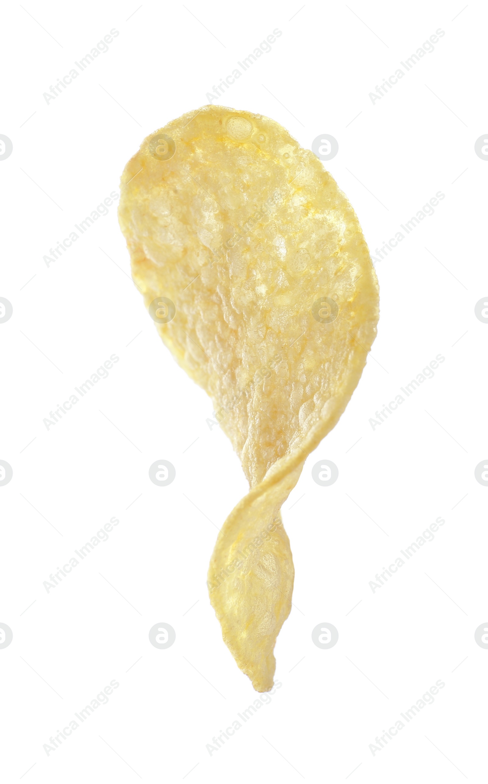 Photo of One tasty potato chip isolated on white