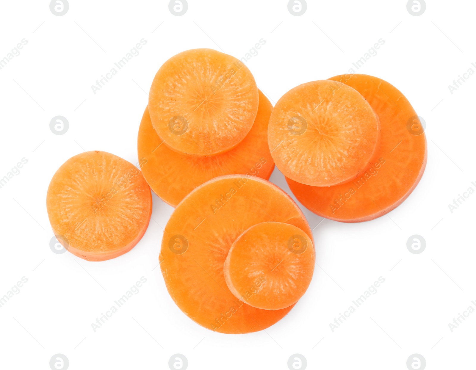 Photo of Ripe sliced carrot on white background