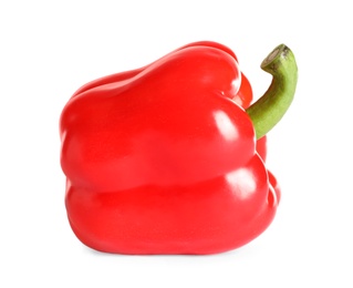 Tasty ripe red bell pepper on white background