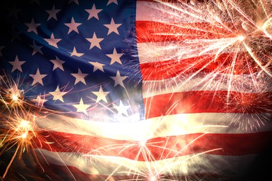 Independence Day of USA. National American flag and fireworks