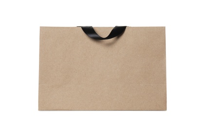 Paper shopping bag isolated on white. Mock up for design