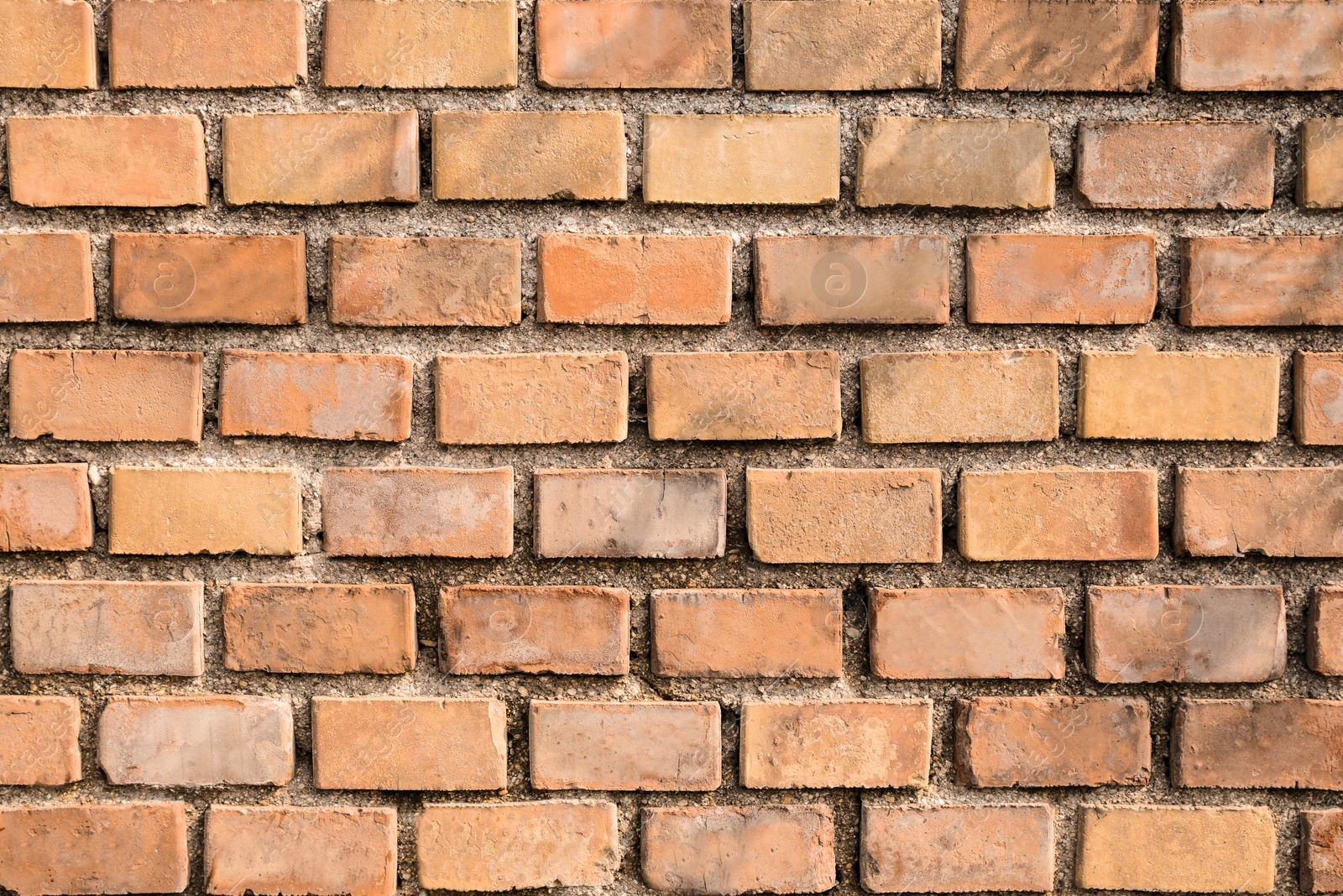 Photo of Texture of red brick wall as background, closeup view