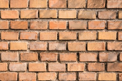 Texture of red brick wall as background, closeup view