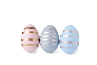 Beautifully painted Easter eggs isolated on white