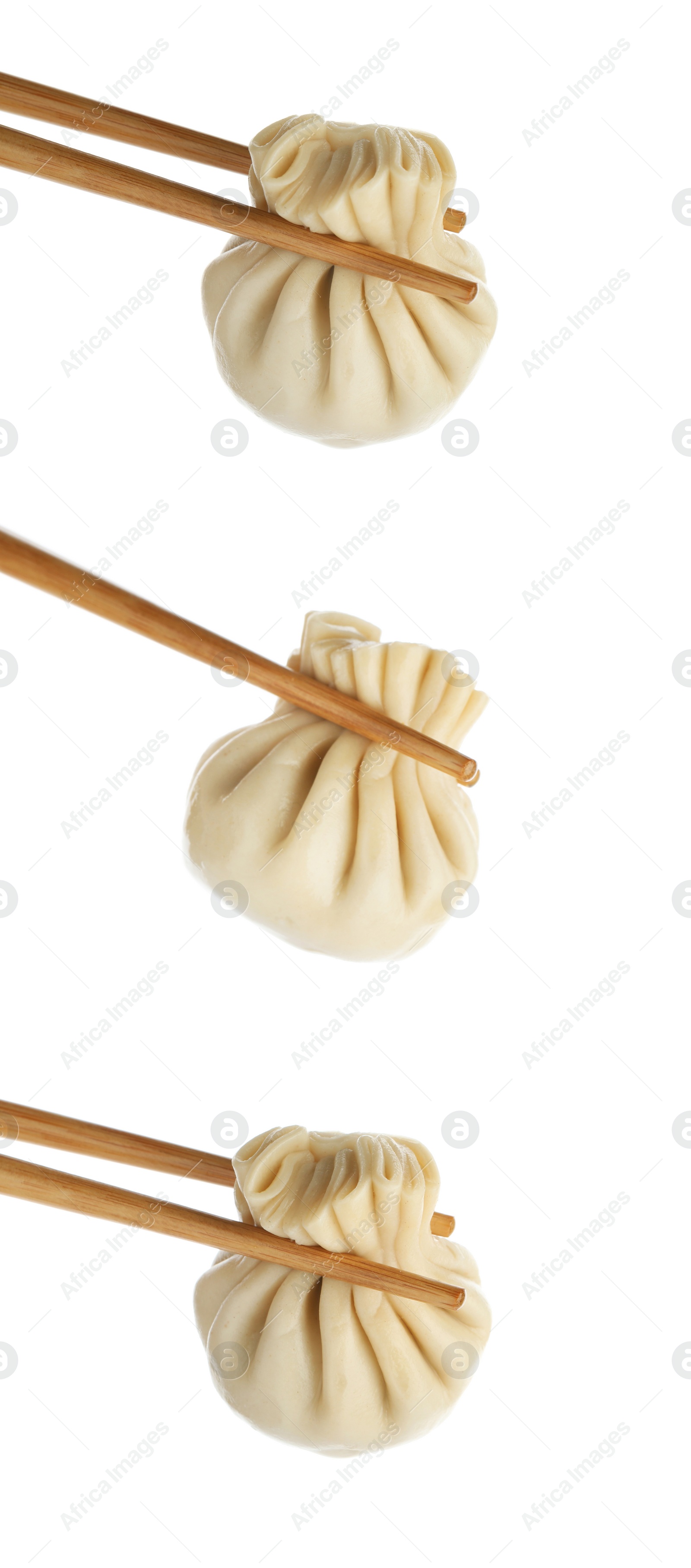 Image of Set of tasty dumplings isolated on white