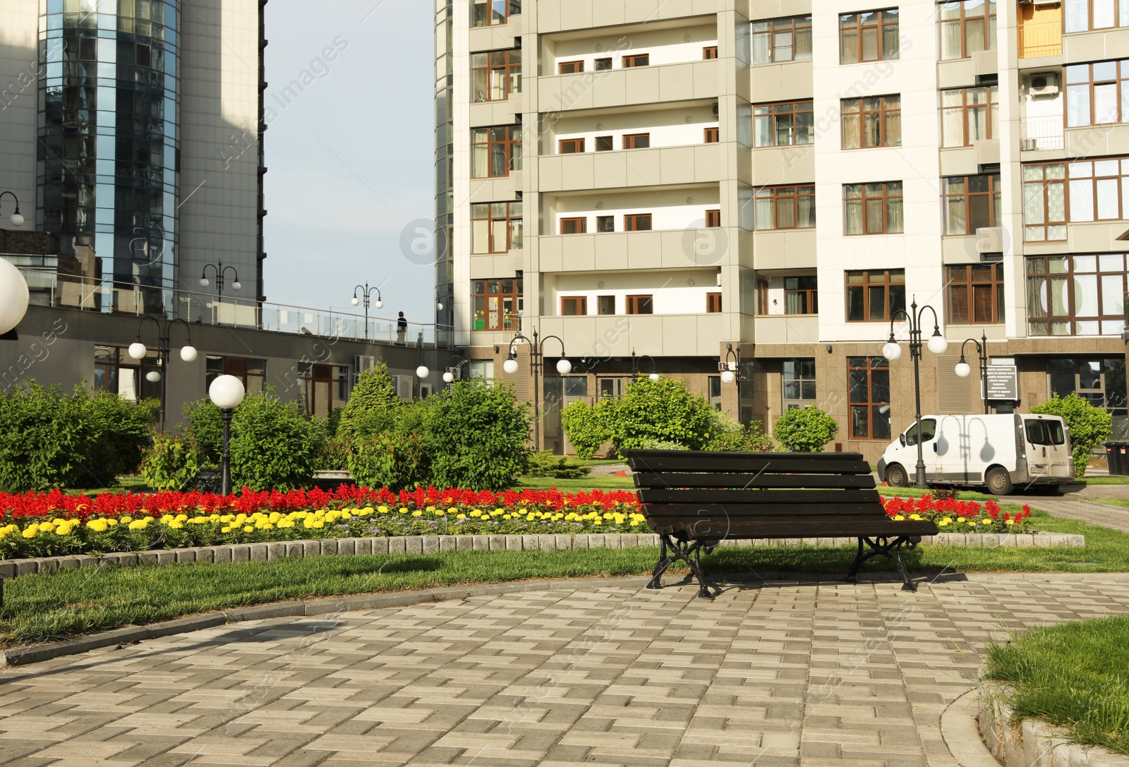 Photo of KYIV, UKRAINE - MAY 21, 2019: Beautiful view of modern housing estate in Pecherskyi district on sunny day