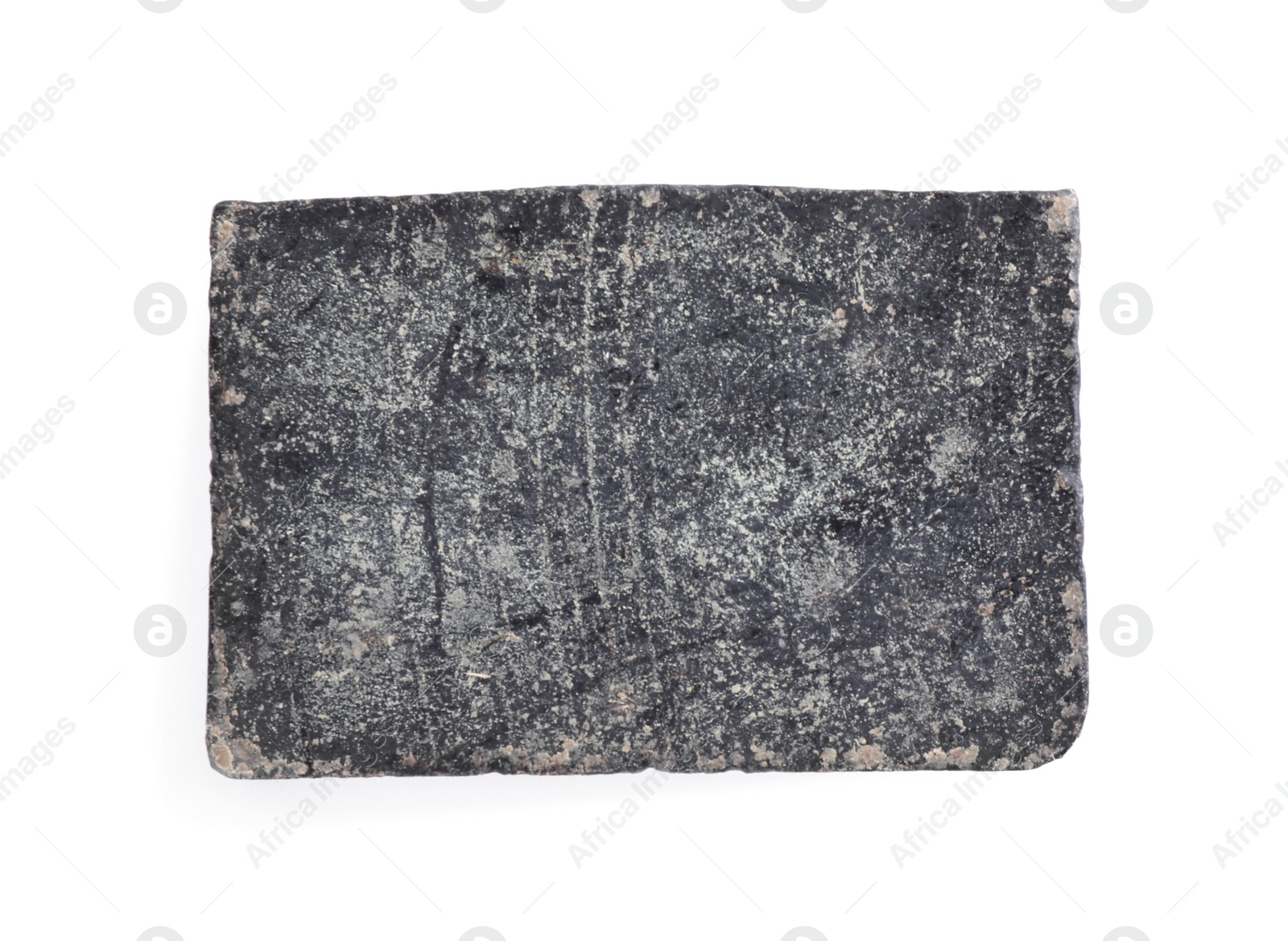 Photo of Tar soap bar isolated on white, top view. Natural product