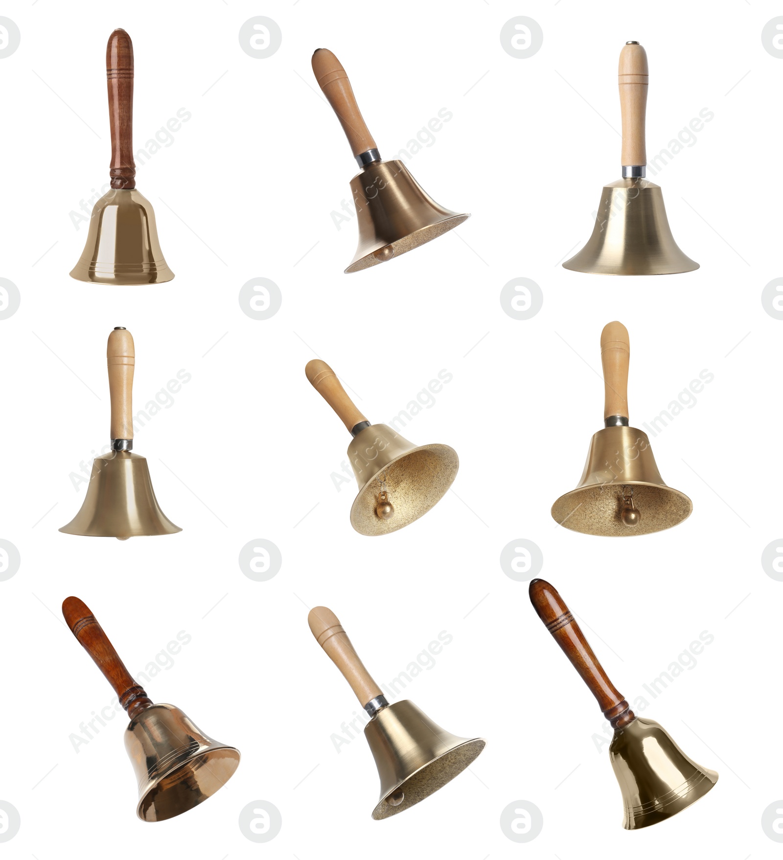 Image of Set with school bells on white background