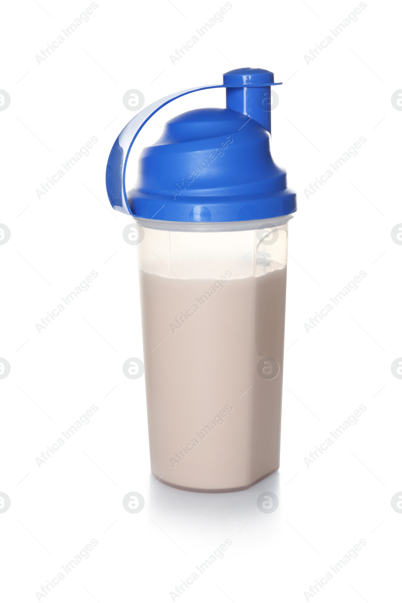 Photo of Protein shake in sport bottle isolated on white