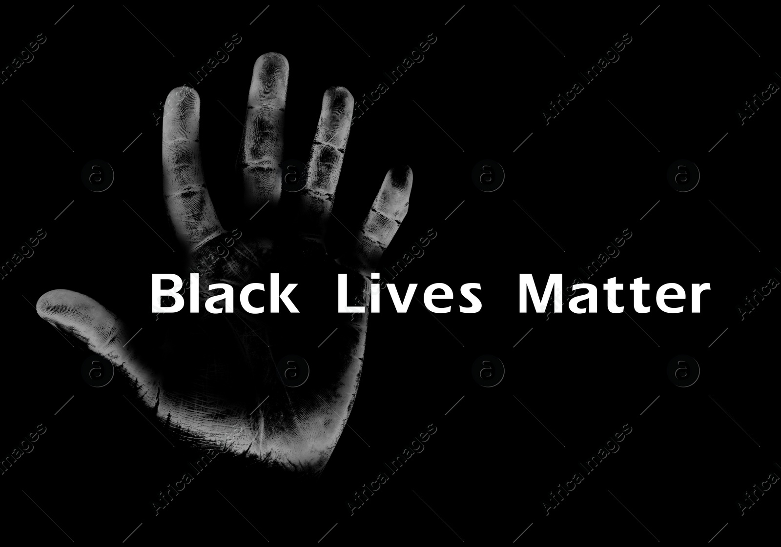 Image of Black Lives Matter. Hand print on dark background