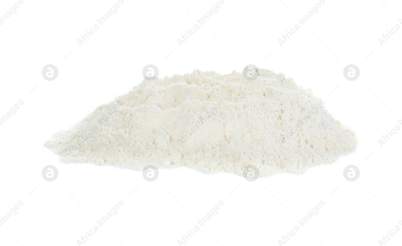 Photo of Pile of organic flour isolated on white