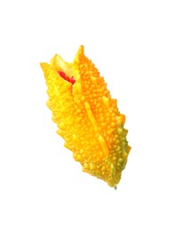 Photo of Fresh ripe bitter melon on white background