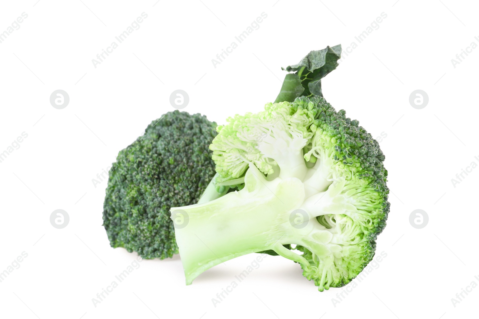 Photo of Fresh green broccoli isolated on white. Organic food